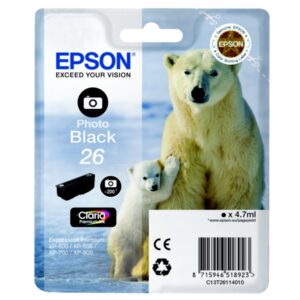 Original Epson C13T26114010 / 26 Tintenpatrone schwarz hell