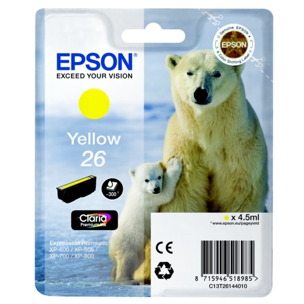 Original Epson C13T26144022 / 26 Tintenpatrone gelb