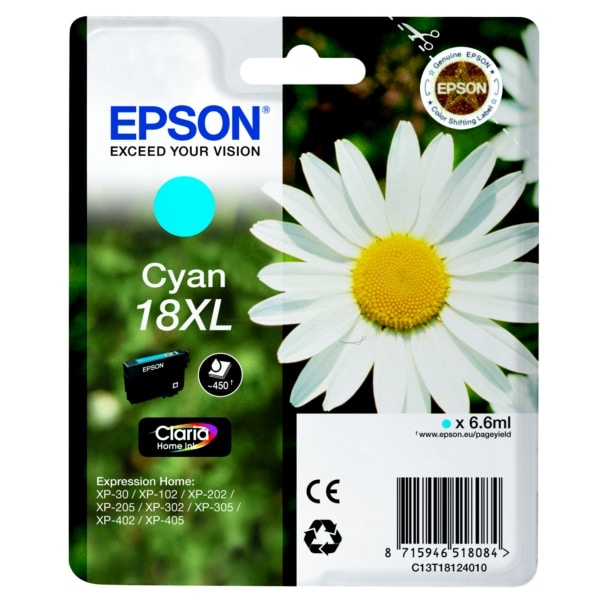 Original Epson C13T18124010 / 18XL Tintenpatrone cyan