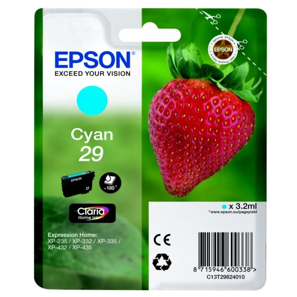 Original Epson C13T29824012 / 29 Tintenpatrone cyan